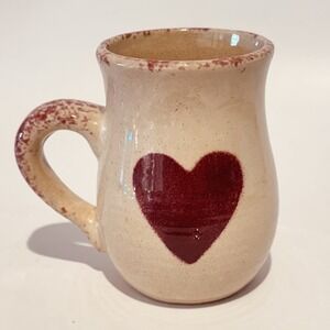 Vintage Hermitage Pottery Country Red Spongeware Heart Mug Coffee Cup